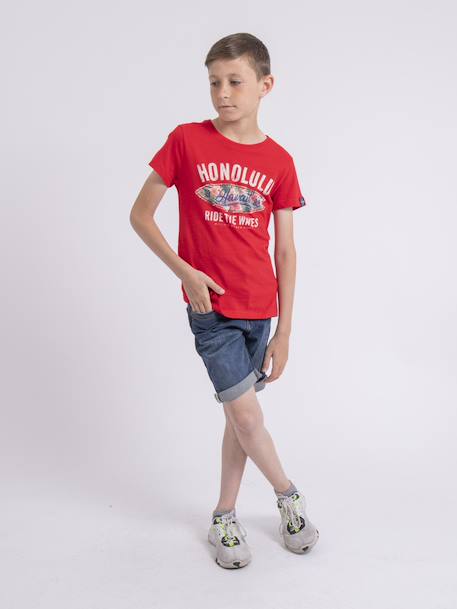 T-shirt col rond niroulio garçon Blanc+Kaki+Rouge 12 - vertbaudet enfant 