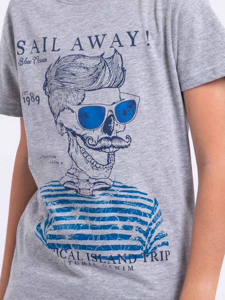 T-shirt manches courtes col rond pur coton noumick garçon Bleu marine+Gris+Kaki 7 - vertbaudet enfant 