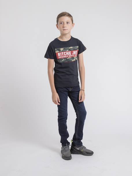 T-shirt col rond pur coton jardin garçon Bleu marine+Gris+Noir 4 - vertbaudet enfant 