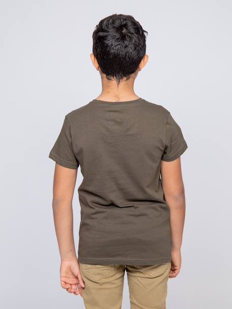 T-shirt col rond pur coton niloman garçon Blanc+Kaki 6 - vertbaudet enfant 
