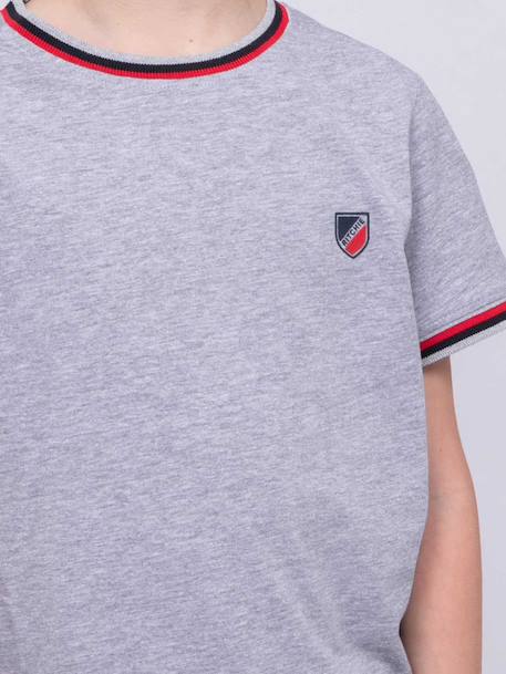 T-shirt col rond pur coton nobiwone garçon Gris chine+Rouge 3 - vertbaudet enfant 