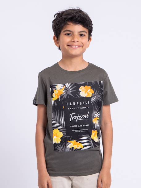 T-shirt manches courtes col rond pur coton noctavio garçon Gris+Kaki+Rouge 5 - vertbaudet enfant 