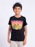 T-shirt manches courtes col rond pur coton nabojan garçon Noir+Rouge 1 - vertbaudet enfant 