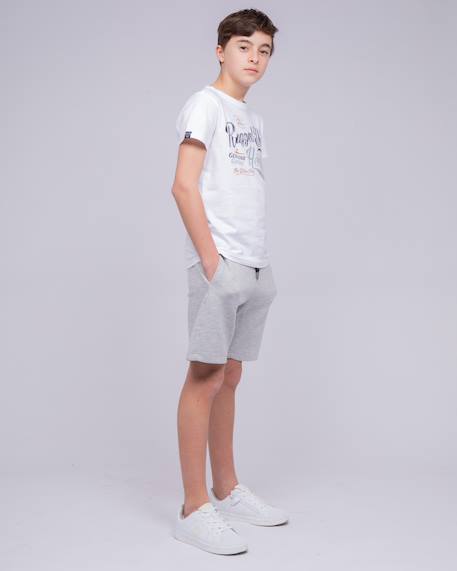 T-shirt col rond pur coton niloman garçon Blanc+Kaki 4 - vertbaudet enfant 