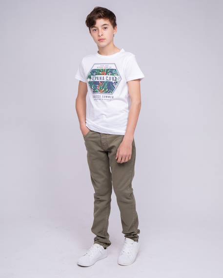 T-shirt col rond pur coton nibou garçon Blanc+Jaune+Vert 4 - vertbaudet enfant 