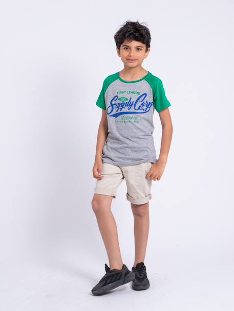 T-shirt manches courtes col rond pur coton nechin garçon Bleu marine+Rouge+Vert 12 - vertbaudet enfant 