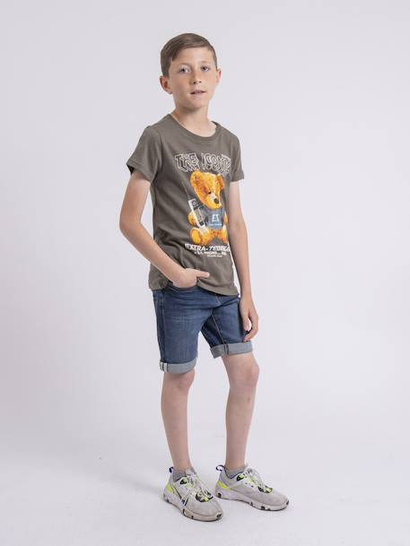 T-shirt col rond pur coton neverso garçon Bleu marine+Kaki+Rouge 8 - vertbaudet enfant 