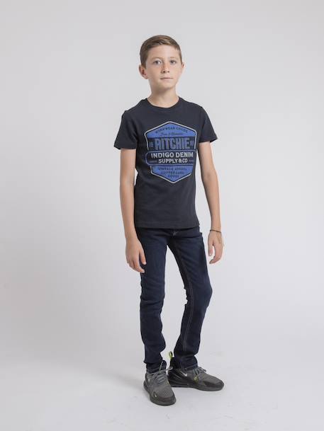 T-shirt col rond pur coton jagny garçon Bleu marine+Cognac+Gris 4 - vertbaudet enfant 