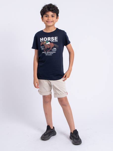 T-shirt manches courtes col rond pur coton neder garçon Blanc+Bleu marine+Kaki 8 - vertbaudet enfant 