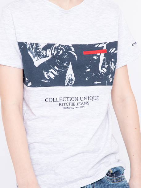 T-shirt col rond motifs nadimo garçon Gris clair 3 - vertbaudet enfant 