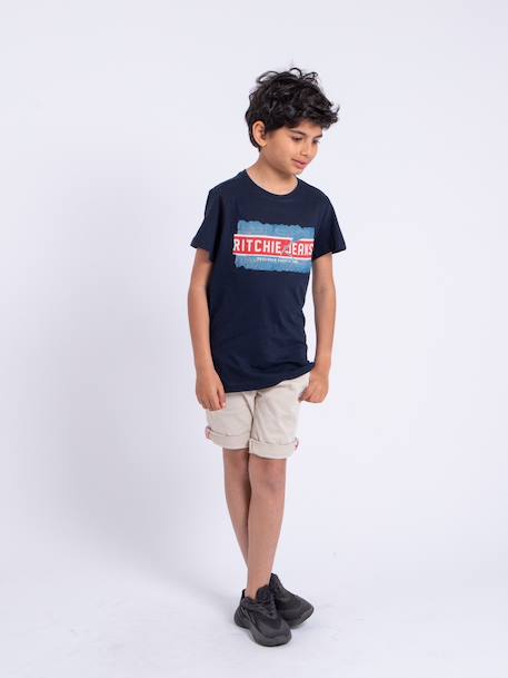 T-shirt manches courtes col rond pur coton nipeter garçon Blanc+Bleu marine+Jaune 8 - vertbaudet enfant 