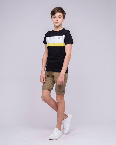 T-shirt col rond pur coton namlet garçon Kaki+Noir 8 - vertbaudet enfant 