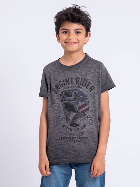 T-shirt manches courtes col rond pur coton numelwin garçon Gris 1 - vertbaudet enfant 
