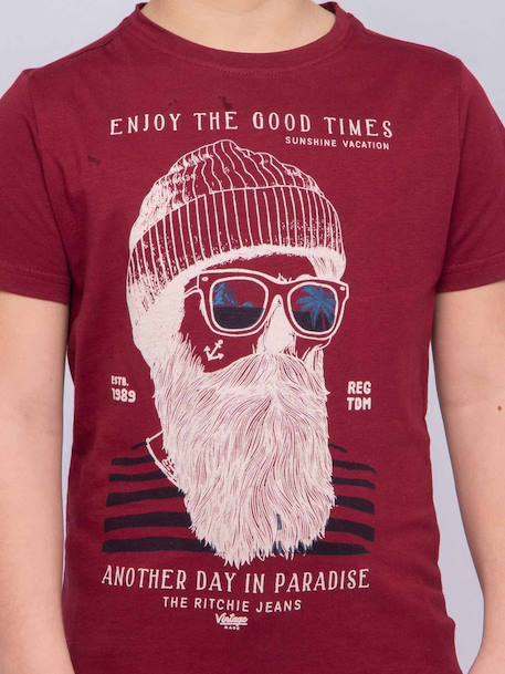 T-shirt col rond pur coton nobelix garçon Bordeaux 3 - vertbaudet enfant 