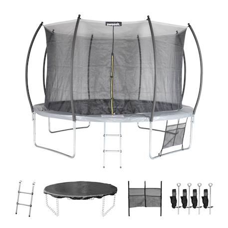 Trampoline rond ø 370cm - saturne inner xxl – trampoline de jardin avec filet et accessoires Gris 1 - vertbaudet enfant 