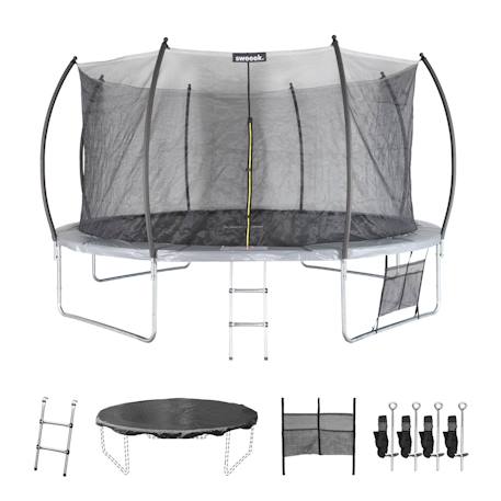 Trampoline rond ø 430cm gris avec filet de protection intérieur et accessoires - venus inner xxl Gris 1 - vertbaudet enfant 