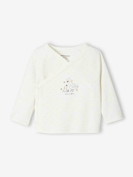 Brassière naissance imprimée ouverture devant écru+vert d'eau 1 - vertbaudet enfant 