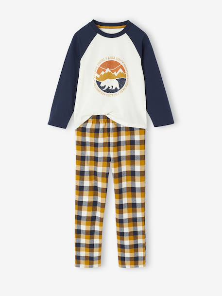 Pyjama garçon flanelle ours ocre 1 - vertbaudet enfant 