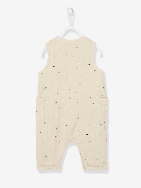 Combinaison bébé naissance garçon en gaze de coton brodée beige+jaune pâle 3 - vertbaudet enfant 