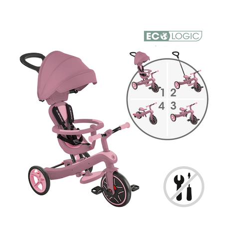 Tricycle évolutif explorer 4 en 1 deluxe eco Rose berry+Vert pistache 3 - vertbaudet enfant 