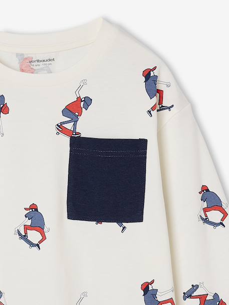 Tee-shirt manches longues HAPPY LA imprimé garçon blanc imprimé 5 - vertbaudet enfant 