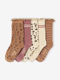 -Lot de 5 paires de chaussettes « léopard » fille