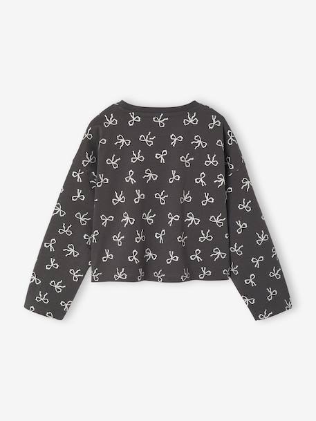 Tee-shirt crop top fille manches longues anthracite+écru 2 - vertbaudet enfant 