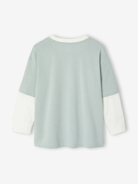 Tee-shirt effet superposition floqué garçon vert d'eau 2 - vertbaudet enfant 