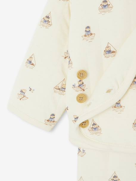 Ensemble matelassé gilet + pantalon à pieds entièrement imprimé écru+rose 4 - vertbaudet enfant 