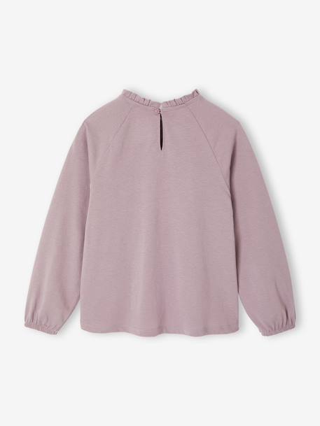 Tee-shirt blouse fille détail broderie anglaise manches longues bleu pâle+écru+marine+mauve+vert foncé 14 - vertbaudet enfant 