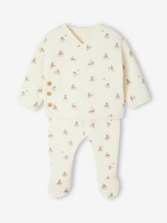 -Ensemble matelassé gilet + pantalon à pieds entièrement imprimé