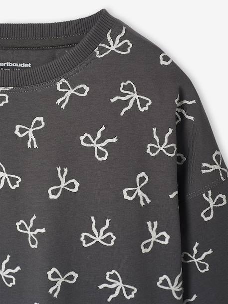 Tee-shirt crop top fille manches longues anthracite+écru 3 - vertbaudet enfant 