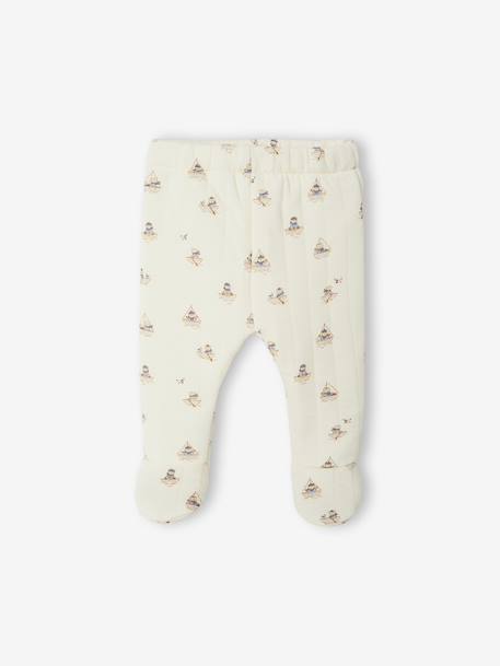 Ensemble matelassé gilet + pantalon à pieds entièrement imprimé écru+rose 2 - vertbaudet enfant 
