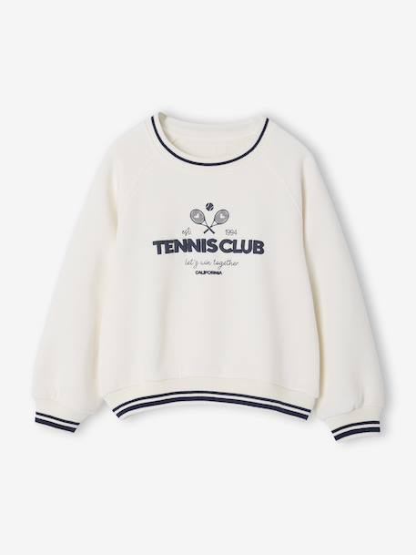 Sweat sport motif tennis club fille écru 2 - vertbaudet enfant 