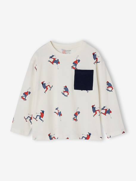 Tee-shirt manches longues HAPPY LA imprimé garçon blanc imprimé 3 - vertbaudet enfant 