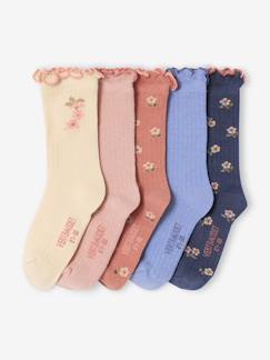 -Lot de 5 paires de chaussettes "fleurettes" fille