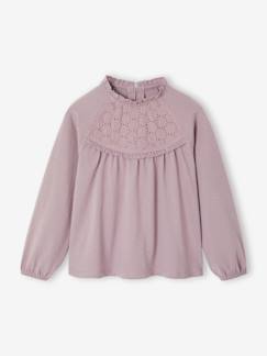 Tee-shirt blouse fille détail broderie anglaise manches longues  - vertbaudet enfant