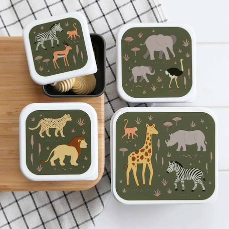Lot de 4 boîtes à goûter Jaune+Kaki+Rose+Rose, rouge, violet+Vert de gris 8 - vertbaudet enfant 