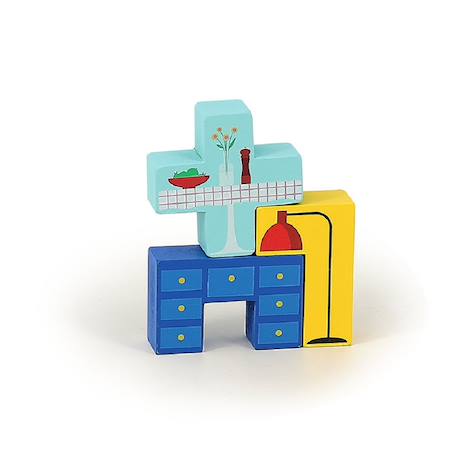 Jeu de logique en bois déménagement Bleu 5 - vertbaudet enfant 