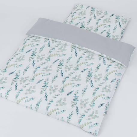 Parure de lit bébé en coton eucalyptus Eucalyptus, vert, gris 2 - vertbaudet enfant 