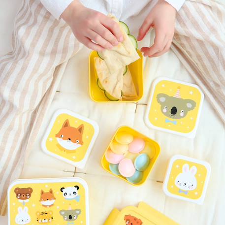 Lot de 4 boîtes à goûter Jaune+Kaki+Rose+Rose, rouge, violet+Vert de gris 2 - vertbaudet enfant 