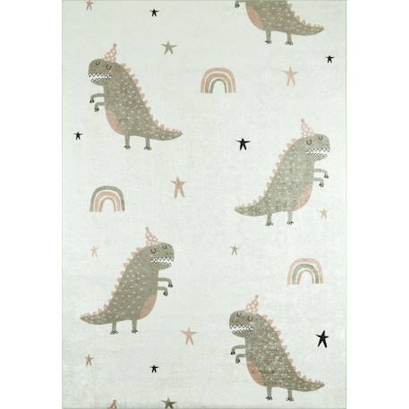 Tapis enfant dinosaures happy en polyester Vert 1 - vertbaudet enfant 