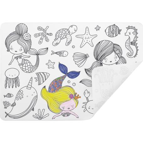 Set de table à colorier - sirène Blanc 1 - vertbaudet enfant 