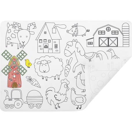 Set de table à colorier - ferme Blanc 1 - vertbaudet enfant 