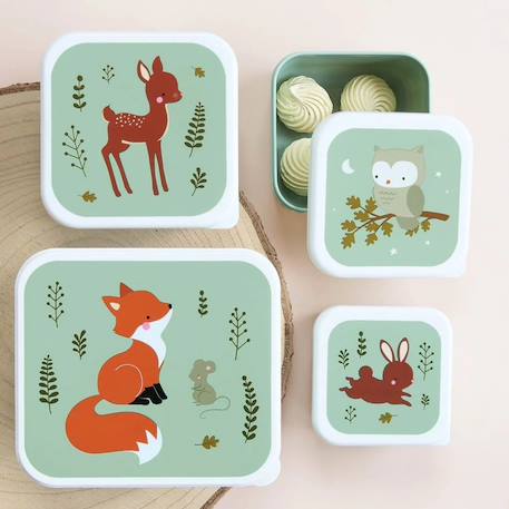 Lot de 4 boîtes à goûter Jaune+Kaki+Rose+Rose, rouge, violet+Vert de gris 26 - vertbaudet enfant 