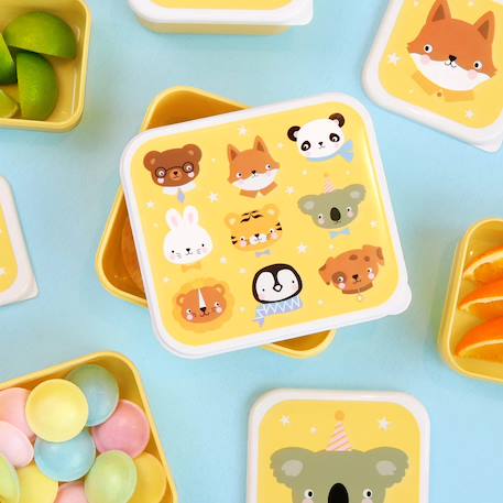 Lot de 4 boîtes à goûter Jaune+Kaki+Rose+Rose, rouge, violet+Vert de gris 4 - vertbaudet enfant 