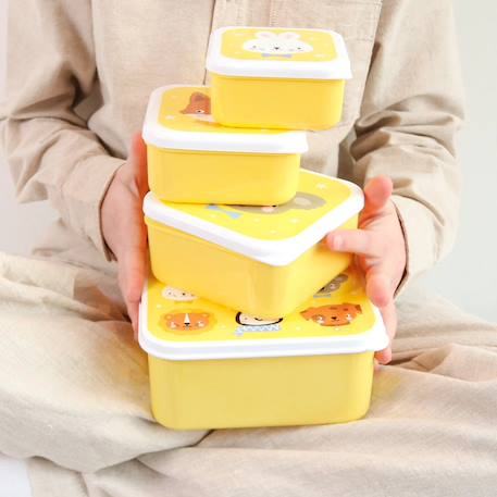 Lot de 4 boîtes à goûter Jaune+Kaki+Rose+Rose, rouge, violet+Vert de gris 3 - vertbaudet enfant 