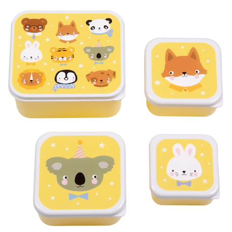 Lot de 4 boîtes à goûter Jaune+Kaki+Rose+Rose, rouge, violet+Vert de gris 1 - vertbaudet enfant 