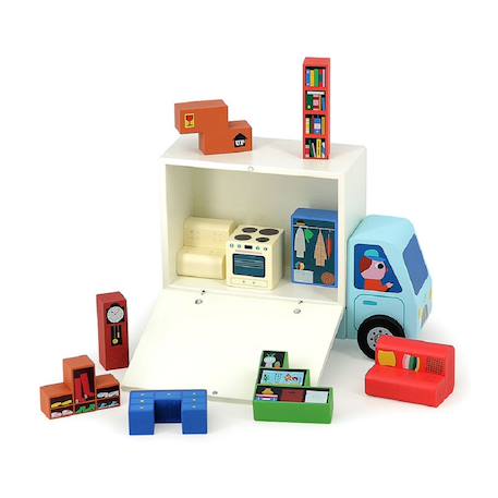 Jeu de logique en bois déménagement Bleu 2 - vertbaudet enfant 