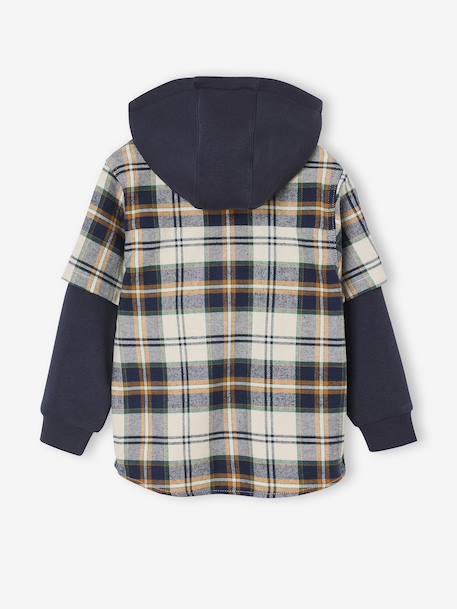 Chemise double matière effet 2 en 1 garçon carreaux blanc 3 - vertbaudet enfant 